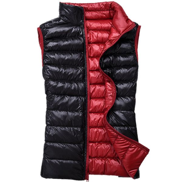 

2018 new autumn winter women light thin down jacket on two sides female slim sleeveless coat waistcoat lady short paragraph w404, Black
