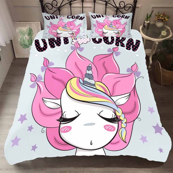 

wensd king  size 3d unicorn bedding set luxury princess quilt set beding pink winter bed comforter cute cartoon bed