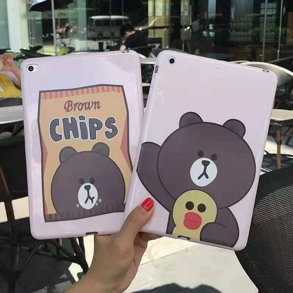 

cute cartoon teddy bear apple ipad tablet protective case ipad mini 1234 anti-drop ultra-thin silicone cooling soft shell