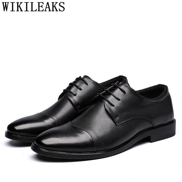 

office shoes men wedding shoes for men 2018 dress mens formal leather italian brand zapatos clasicos hombre, Black