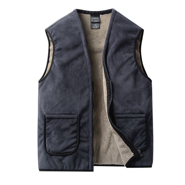

2019 winter new faux shearling soft velvet men's thermal vest coat thick warm waistcoat men sleeveless gilet jacket, Black;white