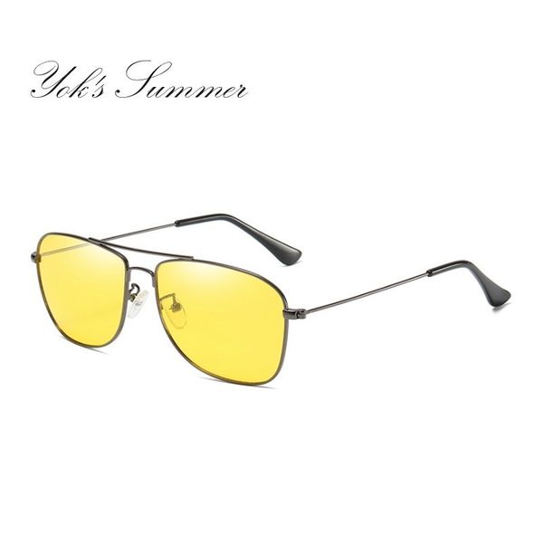 

sunglasses yok's vintage square polarized night vision men metal frame uv400 coating anti-glare driving goggles glasses hn1216, White;black