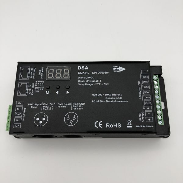 Freeshipping 1024 dots DMX512 naar SPI Converter DSA DMX SPI singnal Decoder ondersteuning WS2811 TM1804 TM1809 TM1812 rijden IC voor led dot licht
