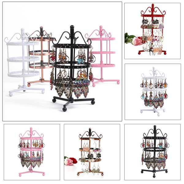 

72 holes multifunctional earrings stud necklace jewelry display storag stand metal rotating display stand holder