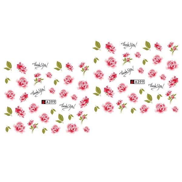

2 sheets stickers water transfer flower lace diy rose bow nail art decal, Black