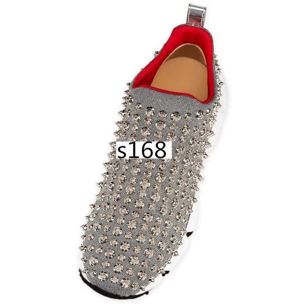 

brand krystal spike sock donna flat sneakers designer luxury mens red bottoms shoes 8, Black