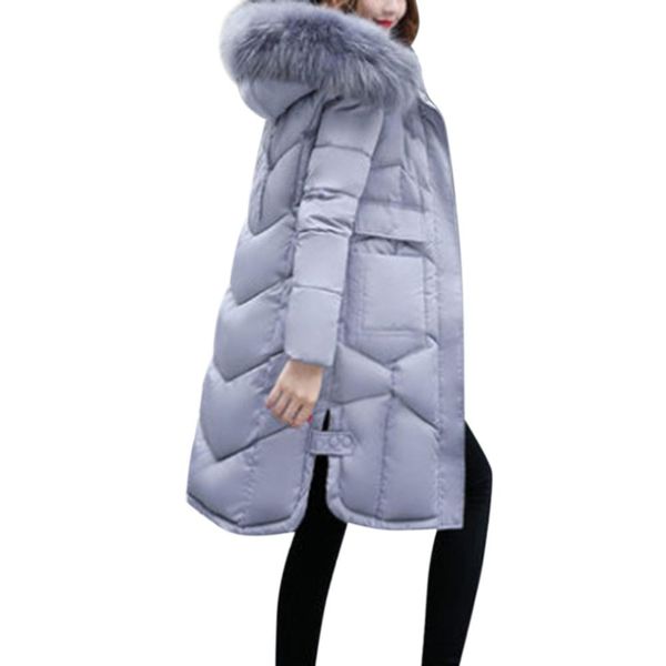 

mrwonder new women coat solid color warm jacket plush collar winter hooded coat slim fit for winter, Black