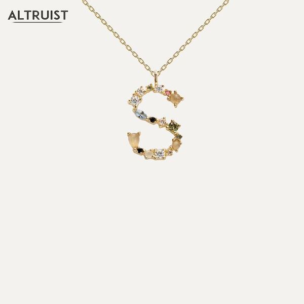 

altruist 925 sterling silver letter s initial p l pendant long chain necklace nightmare before christmas lucky crystal jewelry