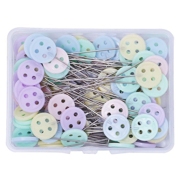

50/100pcs sewing accessories patchwork pins locating pin flat pins with flower bow tie button shape head apparel accessory, Black