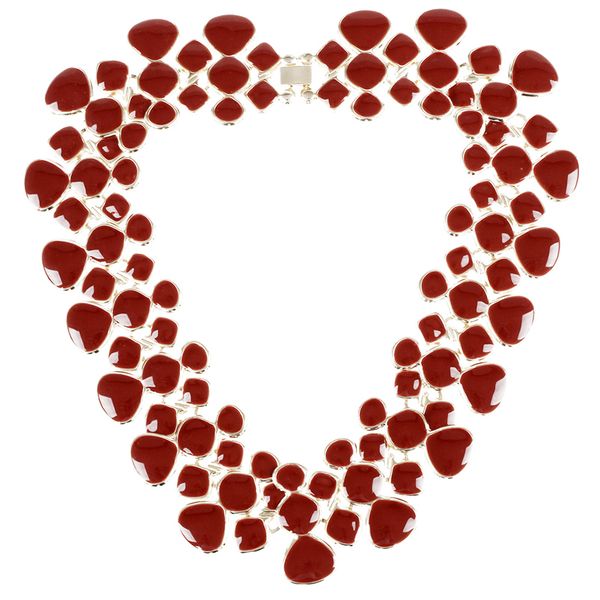 

fashion designer jewelry colorful enamel bubble bib choker necklace red, Silver