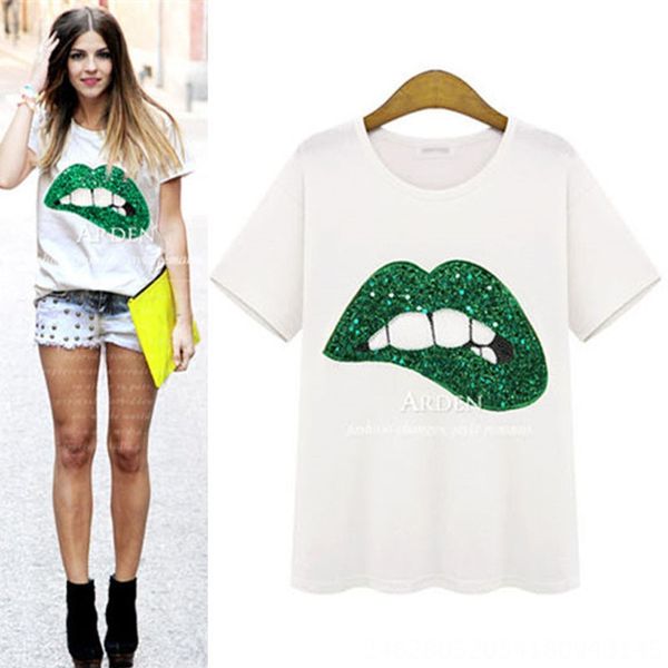 

women's cartoon loose round collar short embroidery embroidery sleeve t-shirt student t-shirt female summer 2020, White
