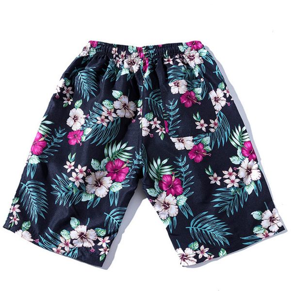 

new shorts men casual beach shorts homme floral hawaii men slim fit elastic waist fashion brand boardshorts plus size 6xl, White;black