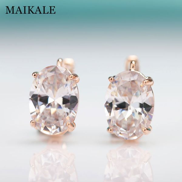 

maikale new fashion round gradient blue stud earrings for women rose gold fine jewelry tourmaline zircon glass earrings for gift, Golden