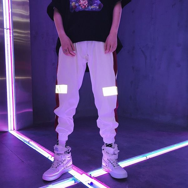 

New arrival pring and autumn men 039 full ca ual active pant hip hop reflective pant two color 1pc lot drop hipping