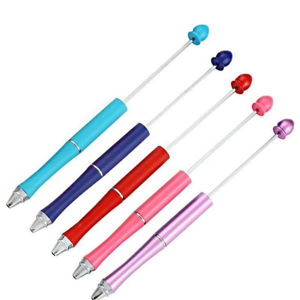 

2016 diy christmas promotional gifts handmade children kids toy tools blank add a beaded beads replaceable ball pen beadable pen for j, Blue;orange