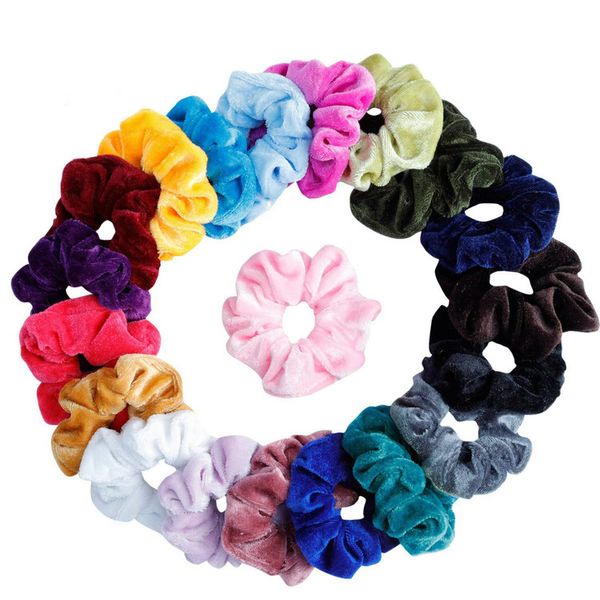 Kadınlar Zarif Kadife Katı Elastik Hairbands At Kuyruğu Tutucu Scrunchies Kravat Saç Lastik Bant