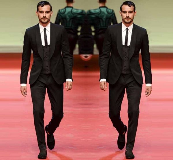 

2020 new black men suits wedding groom tuxedos bridegroom suits 3 pieces (jacket+pants+vest ) slim fit grooms wear blazer, Black;gray