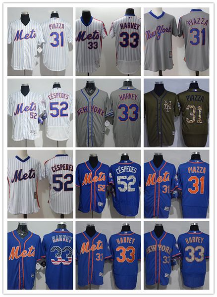 

custom men's women youth ny mets jersey #33 matt harvey 31 mike piazza 52 yoenis cespedes blue baseball jerseys, Blue;black