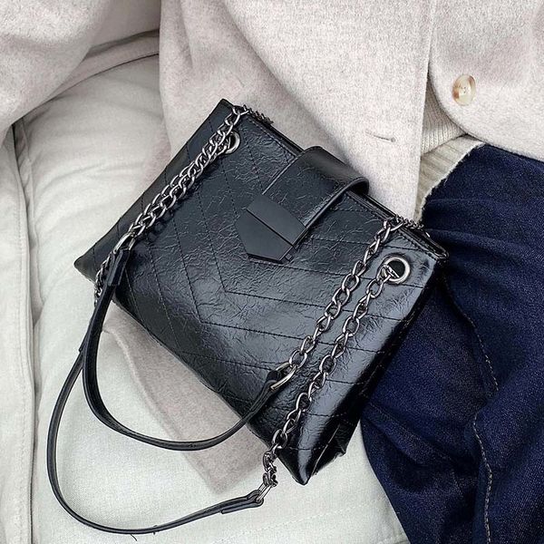 

2020 solid color pu leather crossbody bags for women chain simple small shoulder messenger bag luxury quality handbags