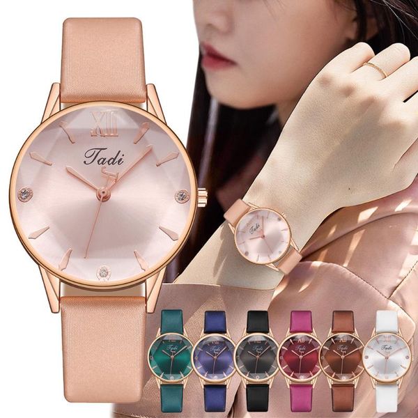

fashion women watch casual bracelet women leather analog quartz crystal wrist watch for ladies, Slivery;brown