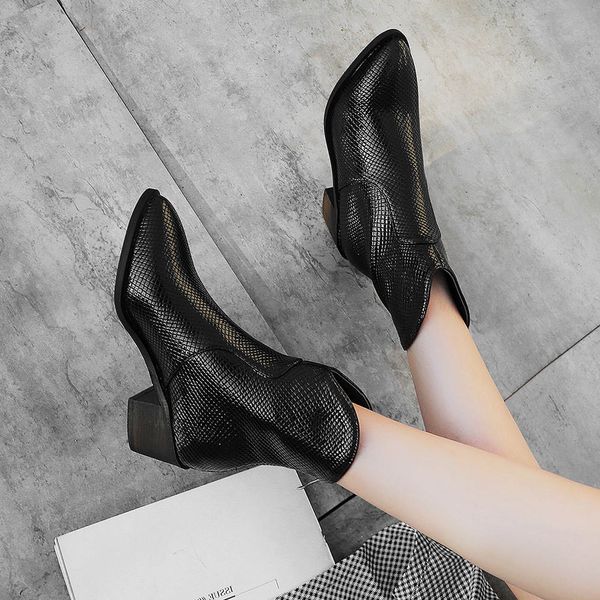 

lapolaka 2020 dropship plus size 32-43 chunky heels ankle boots woman shoes zip up ins black shoes women boots female