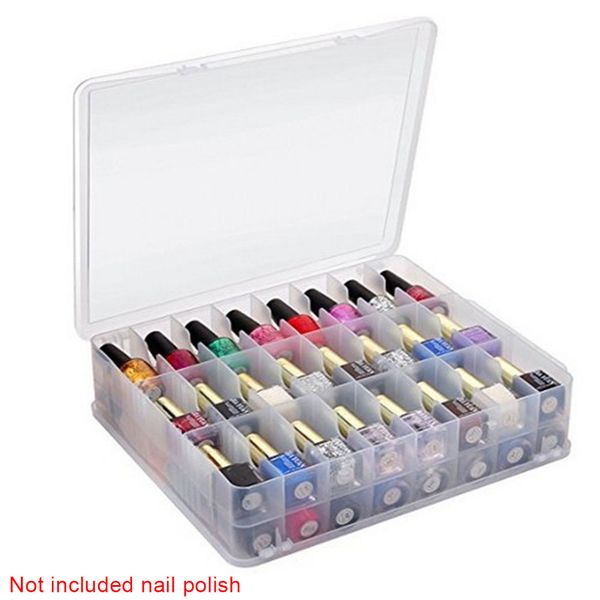 

double side plastic nail polish organizer clear 48 bottles transparent storage case adjustable space portable compact universal
