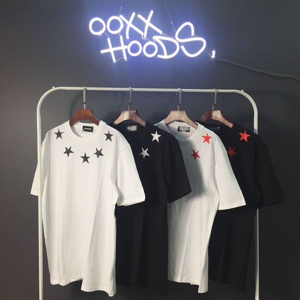 

mens designer20 original popular brand ooxx old graffiti pentagonal star scarf ethnic simple all-match ullzang short-sleeved t-shirt, White;black