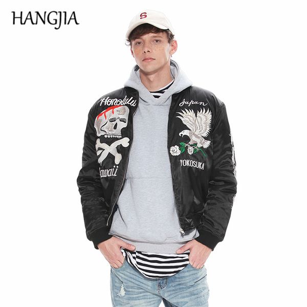 

kanye west black embroidered bomber jacket men japanese harajuku yokosuka mens jackets and coats skull floral thin jackets, Black;brown