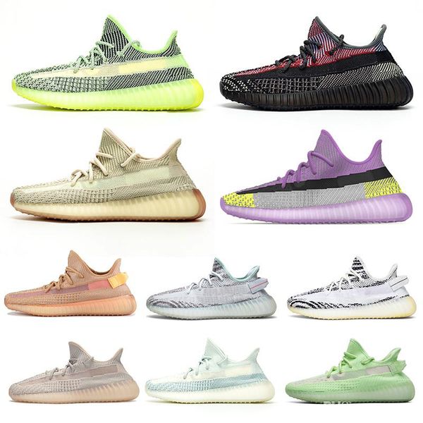 

kanye west v2 running shoe static reflective chaussures cloud white men women running shoes citrin hyperspace designer sports sneakers, Black