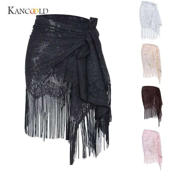 

kancoold fringe cover-up beach tunic swimsuit beachwear bikini solid beach tassel mini skirt mujer bathing suit loose pareo