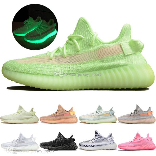 

2019 new kanye west clay v2 static reflective gid glow in the dark mens running shoes hyperspace true form women men sport designer sneakers, White;red