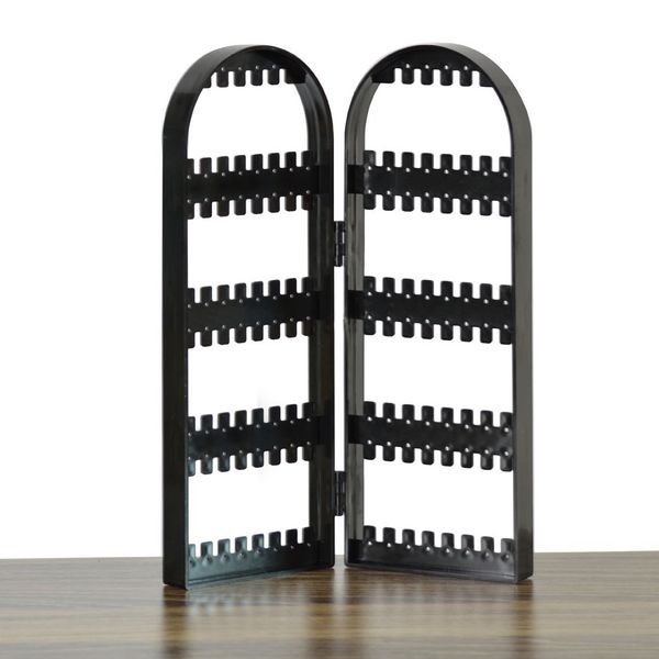 

2/3 panel 5layers jewelry display screen folding earrings stand holder rack bracelet plastic clear black organizer necklace 2019, Pink;blue