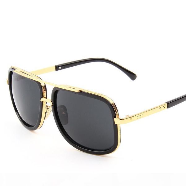 

2019 wholesale-fashion mens sunglasses flat lens sun glasses for men square gold male sunglass driving big metal mandr35628, White;black