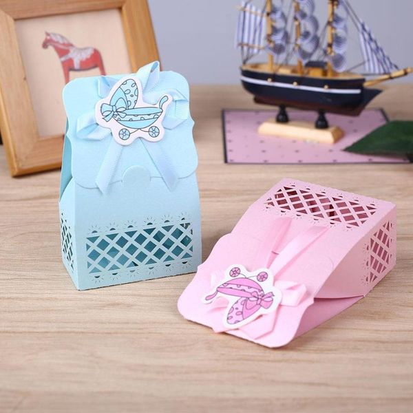 

12pcs baby infant birthday cute hollow laser sculpture baby carriage candy box