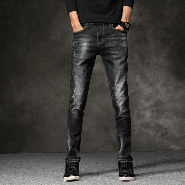 

men's jeans arrivals fashion straight denim pants slim casual skinny trousers, Blue