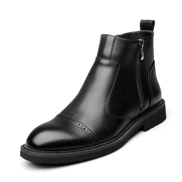 

men ankle boots man martins shoe autunm/winter male warm boots zip boots for man black shoes