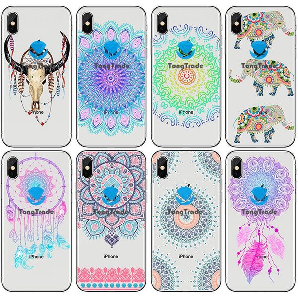 

tongtrade] soft silicone tpu case for iphone 11 pro max x xs 8 7 6 5 plus stramonium mandala mandrake decorative pattern painted cover case