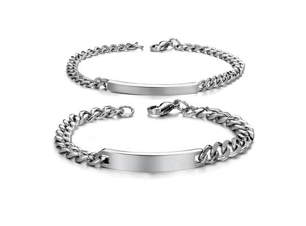 

whole2019 jewelry 316l stainless steel couple link chain bracelet never fade punk style sell, Black