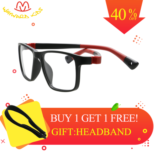 

wayward kids classical square boy eyewear durable tr90 headband gift plastic super flex connection eyeglasses blue black option, Silver