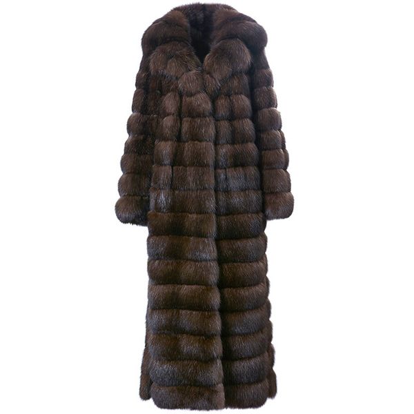 

arlenesain custom 2019 new high luxury sable fur russia's starry collection of purple lapels fur horizontal women coat, Black