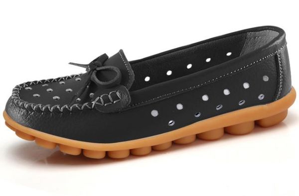 

women flats leather casual shoes fashion comfortable breathable women's shoes 771, Black