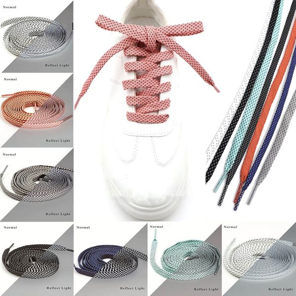 

new flat 3m reflective shoelaces runner weave tape athletic safety shoe laces bootlaces for running boots, Black