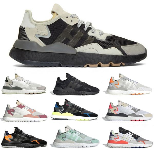 

2019 core black nite jogger 3m reflective night running shoes for men women triple white breathable trainer sports sneakers, White;red