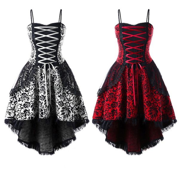 

vintage woman halter dresses medieval steampunk gothic style palace princess clothes lace up party halloween evening dress, Blue