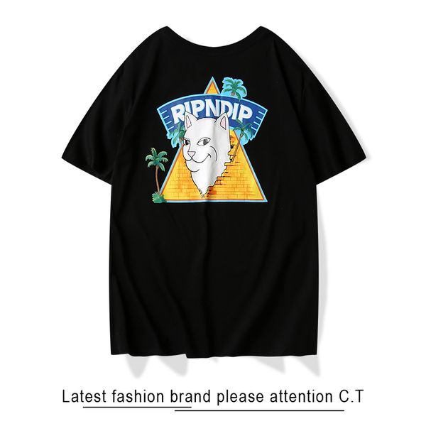 

20 / ripndip италия mens роскошный тенниски конструктора selling женщин летние рубашки высокого качества пара рубашки вышивка печать хлопок, White;black