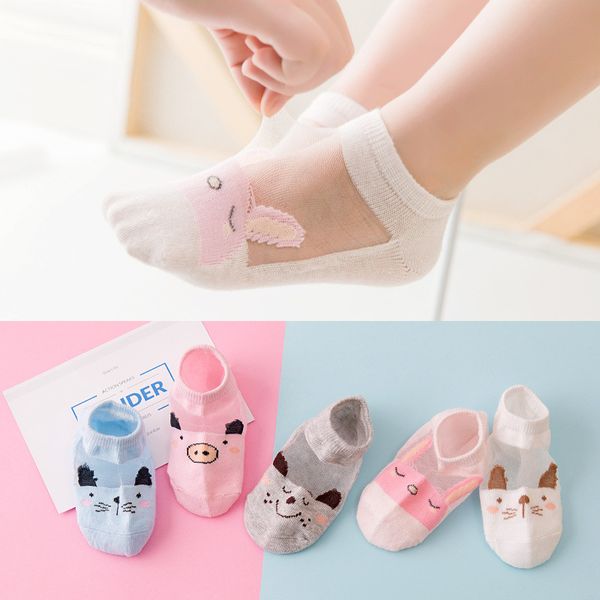 

5 pair cut dot animal cat kids socks summer thin comfortable breathable cotton fashion baby socks toddler girls for 0~6 year, Pink;yellow