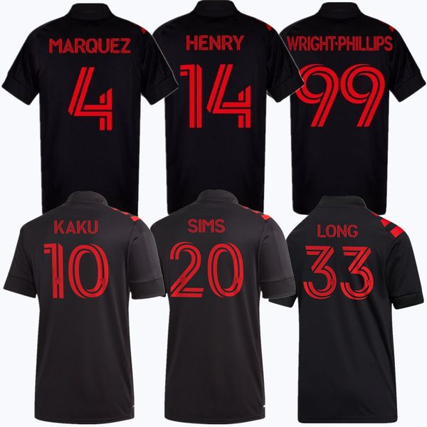 

2020 21 new york red away soccer jerseys kaku wright-phillips royer parker long mls murillo lawrence davis royer football shirts s-2xl, Black;yellow