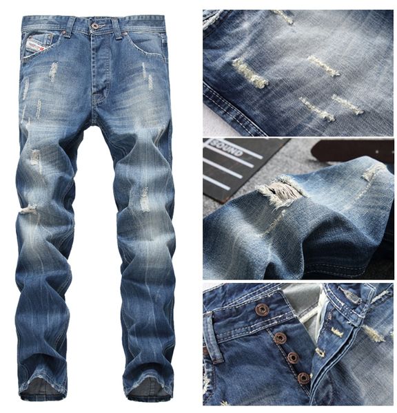 

mens straight ripped jeans for men denim jeans men fashion designer pant, Blue