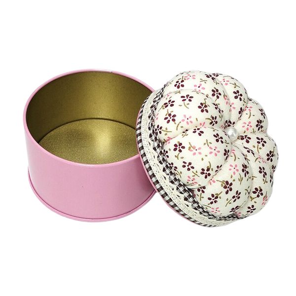 

fabric coated pumpkin pin cushion with round storage box 7.6cm/2.99 inch, Black