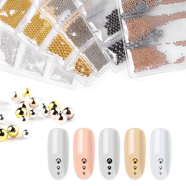 

0.5mm-3mm 3d nail art decoration small metal beads steel balls mixed gold diy design manicure nail beauty, Silver;gold